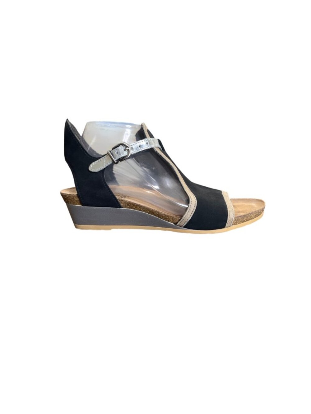 Naot Fiona Wedge Sandal Womens Size 11 Open-Toe Black Leather - Picture 8 of 9